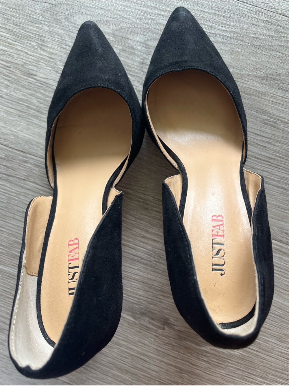 JustFab Latia Black Suede Pointed-Toe Heels - Picture 4 of 7